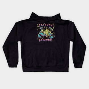 Friends Forever! Group of Misfits, Grey Alien, Bigfoot, Unicorn, Nessie, UFOs Kids Hoodie